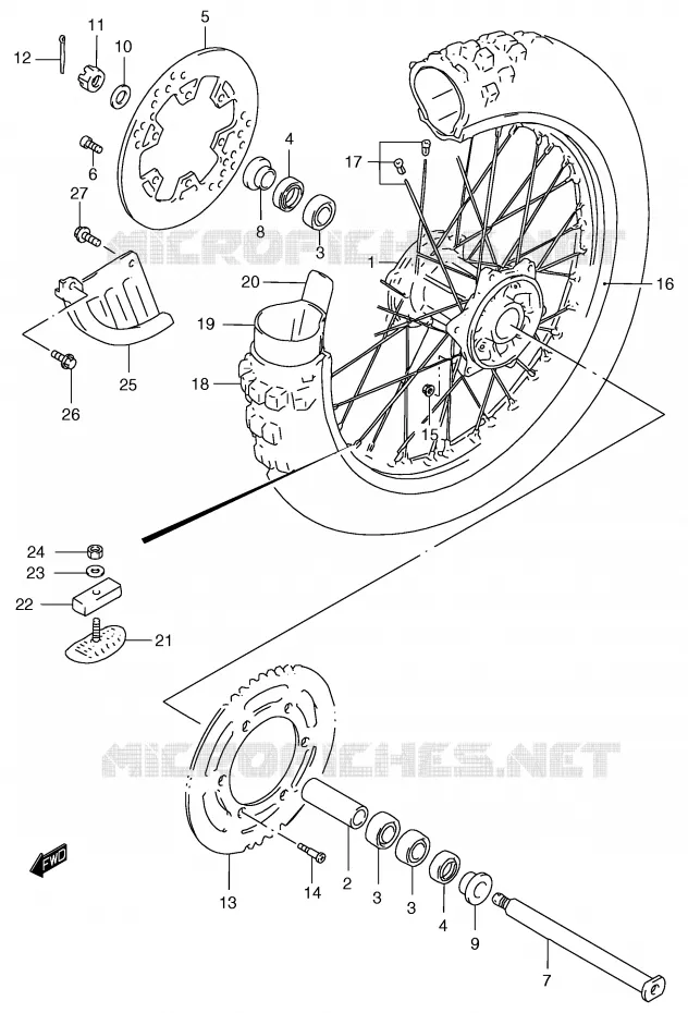 REAR WHEEL (MODEL Y) Suzuki MOTO 125 RM 1999  RM125X(E2)