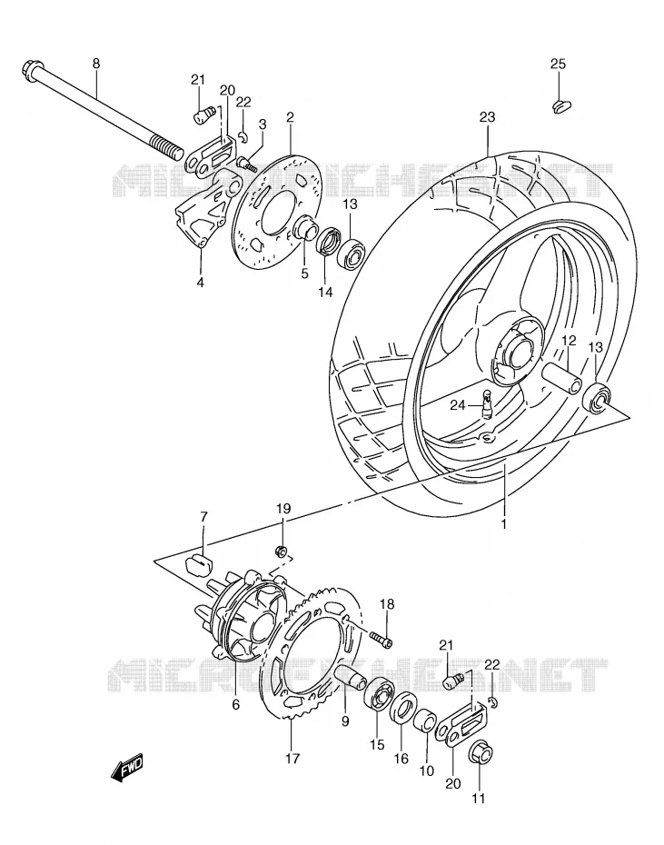 REAR WHEEL Suzuki MOTO 250 RG 1994  RGV250R(E24)