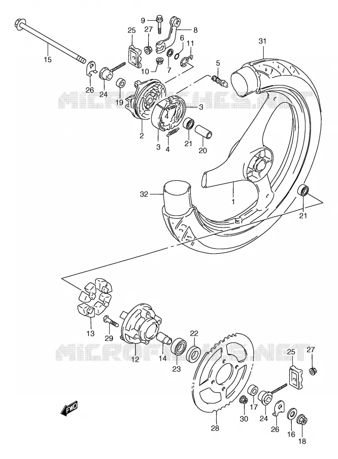 REAR WHEEL Suzuki MOTO 50 RG 1994  RG50R(E6)