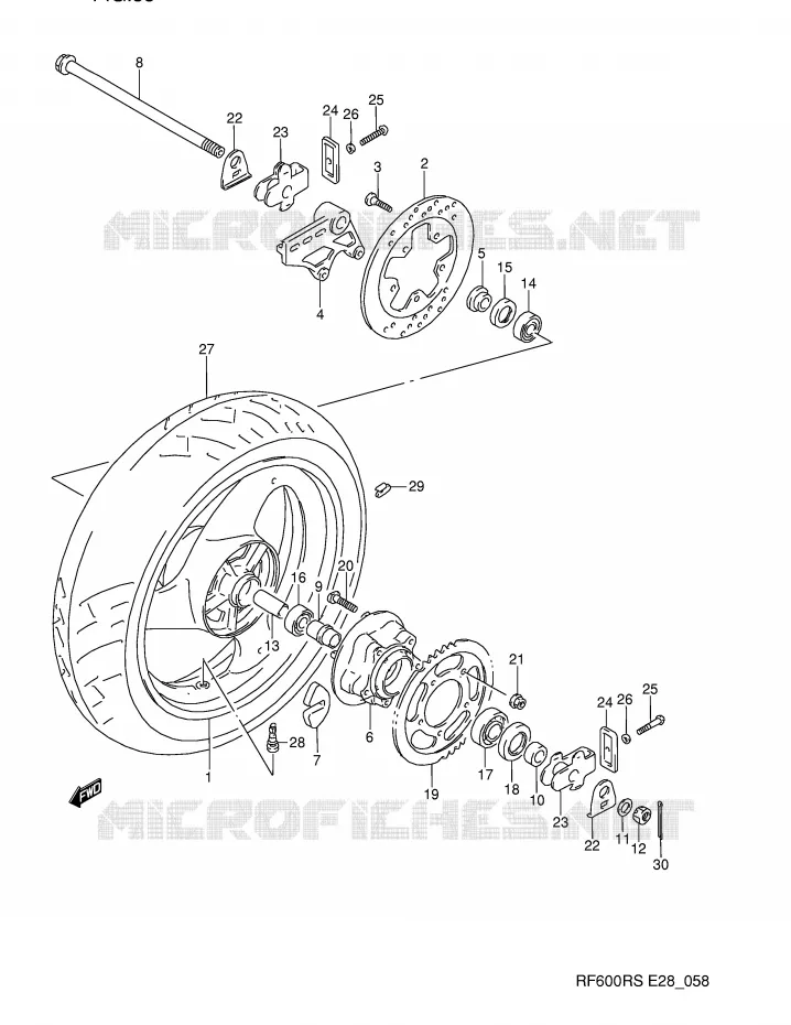 REAR WHEEL Suzuki MOTO 600 RF 1994  RF600RR(E28)