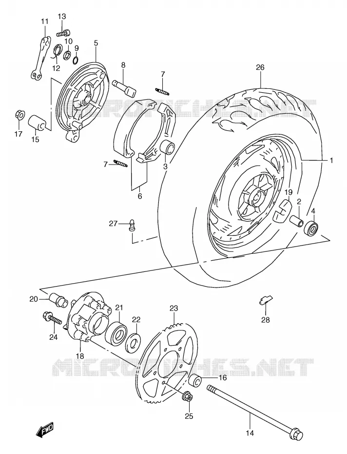 REAR WHEEL Suzuki MOTO 800 MARAUDER 2000  VZ800Y(E2)