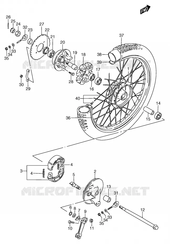 REAR WHEEL Suzuki SCOOTER 50 Autres-modeles 1996  RC50T(E1)