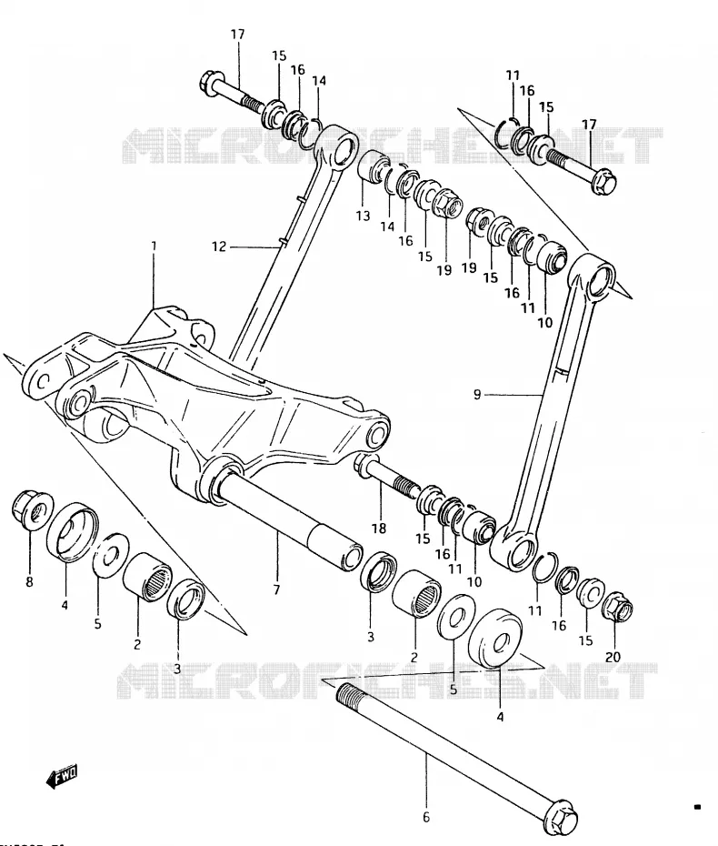SHOCK ABSORBER LINKAGE (MODEL E) Suzuki MOTO 500 RM 1984  RM500E(D/E)