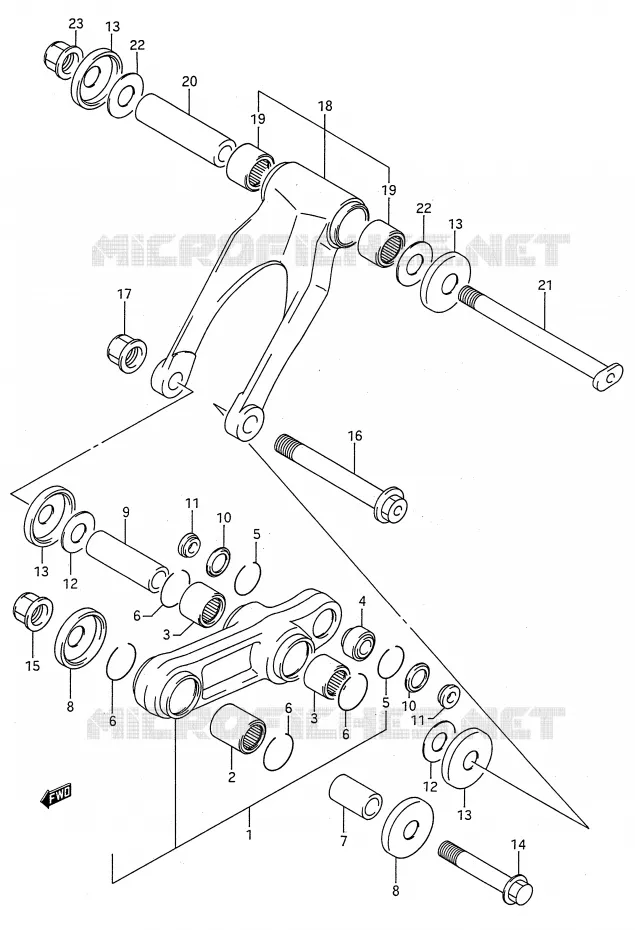 SHOCK ABSORBER LINKAGE (MODEL K) Suzuki MOTO 125 RM 1991  RM125M(E28)