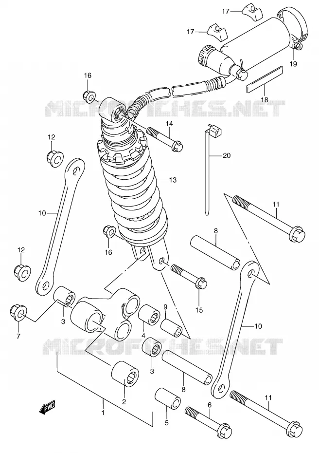 SHOCK ABSORBER LINKAGE (MODEL M/N) Suzuki MOTO 250 RG 1993  RGV250P(E24)