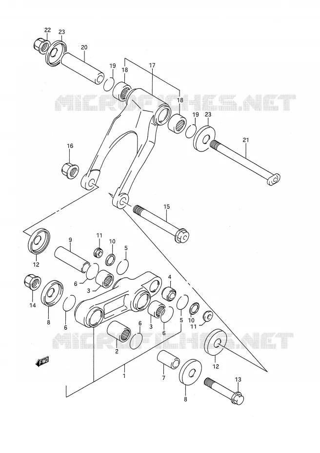 SHOCK ABSORBER LINKAGE (MODEL M) Suzuki MOTO 250 RM 1992  RM250 N (E03,E28,E33)