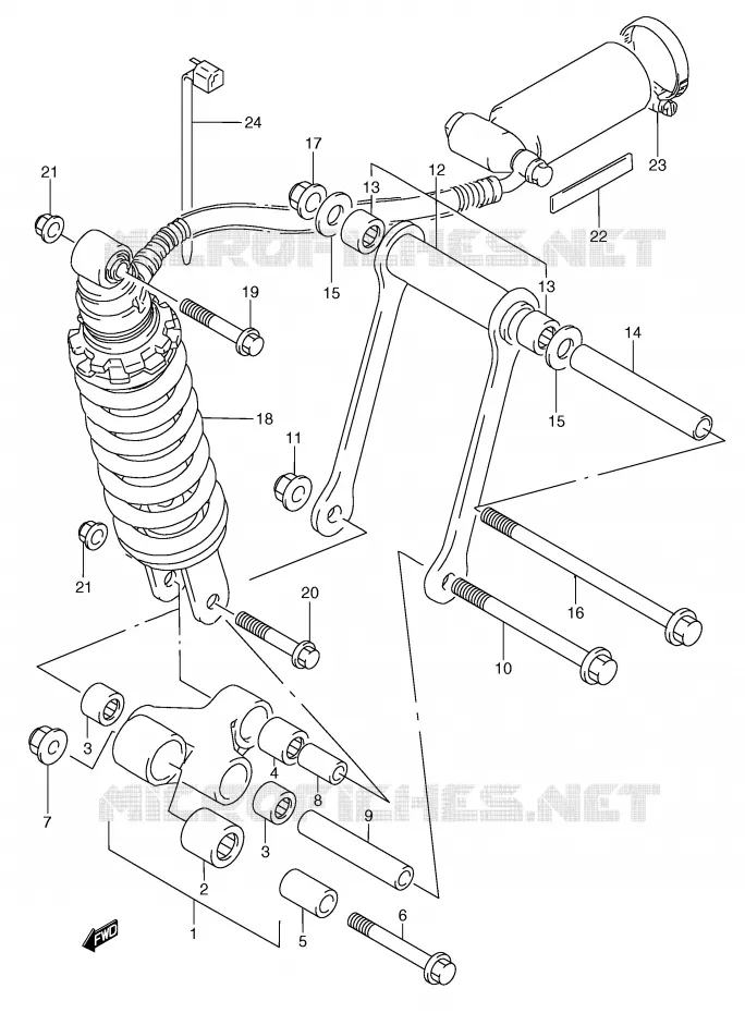 SHOCK ABSORBER LINKAGE (MODEL P/R/T) Suzuki MOTO 250 RG 1996  RGV250T(E24)