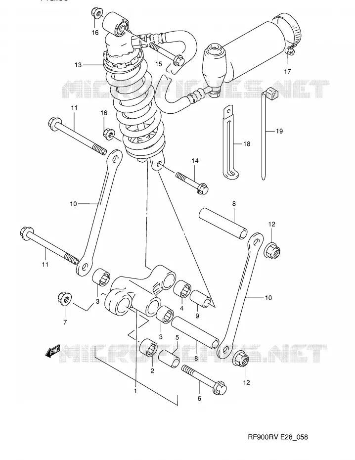 SHOCK ABSORBER LINKAGE Suzuki MOTO 900 RF 1997  RF900RV(E28)