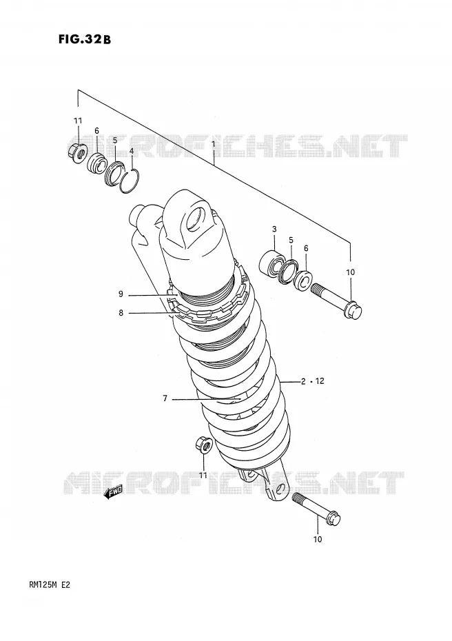 SHOCK ABSORBER (MODEL M) Suzuki MOTO 125 RM 1991  RM125 M (E02,E04,E24)