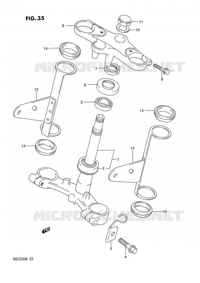 STEERING COLUMN Suzuki MOTO 125 RG 1992  RG125UN(E2)