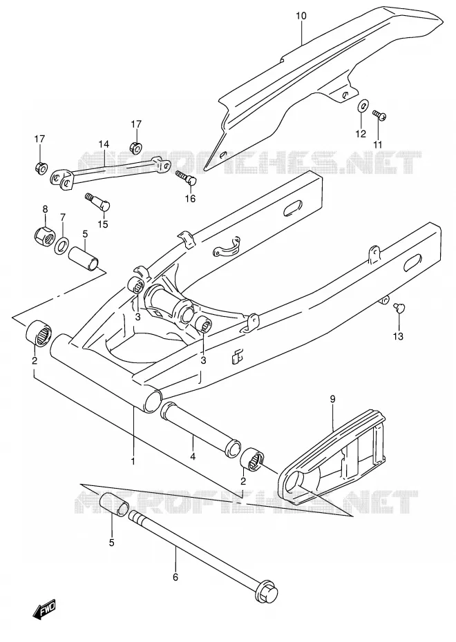 SWINGARM (MODEL T/V) Suzuki MOTO 600 RF 1997  RF600RUV(E2)