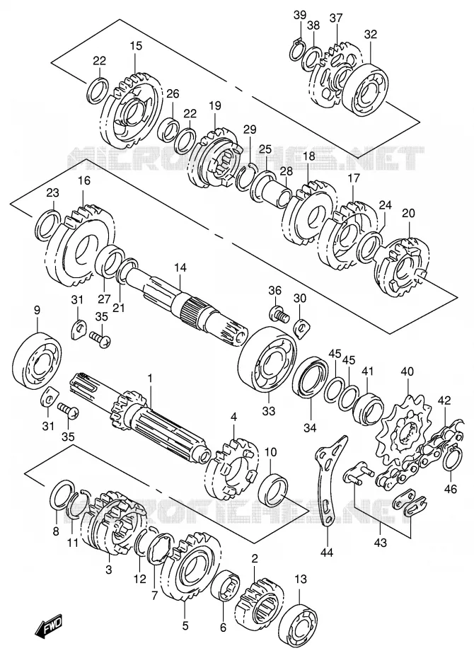 TRANSMISSION (MODEL W/X/Y) Suzuki MOTO 125 RM 2000  RM125Y(E2)