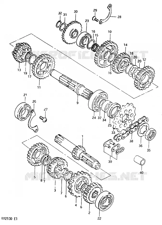 TRANSMISSION MODEL Z Suzuki MOTO 250 RM 1983  RM250D(Z/D)