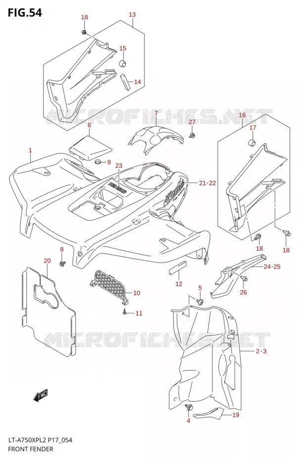 FRONT FENDERT-A750XPL2 P17) Suzuki QUAD 750 KINGQUAD 2012  LT-A750XP L2/LT-A750XPZ L2 (P17,P24)