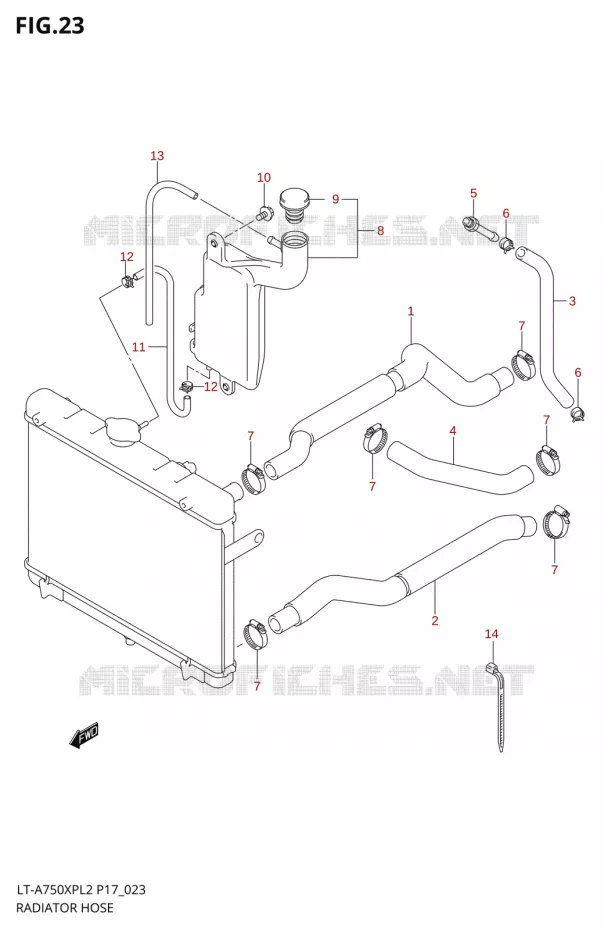 RADIATOR HOSE Suzuki QUAD 750 KINGQUAD 2012  LT-A750XP L2/LT-A750XPZ L2 (P17,P24)