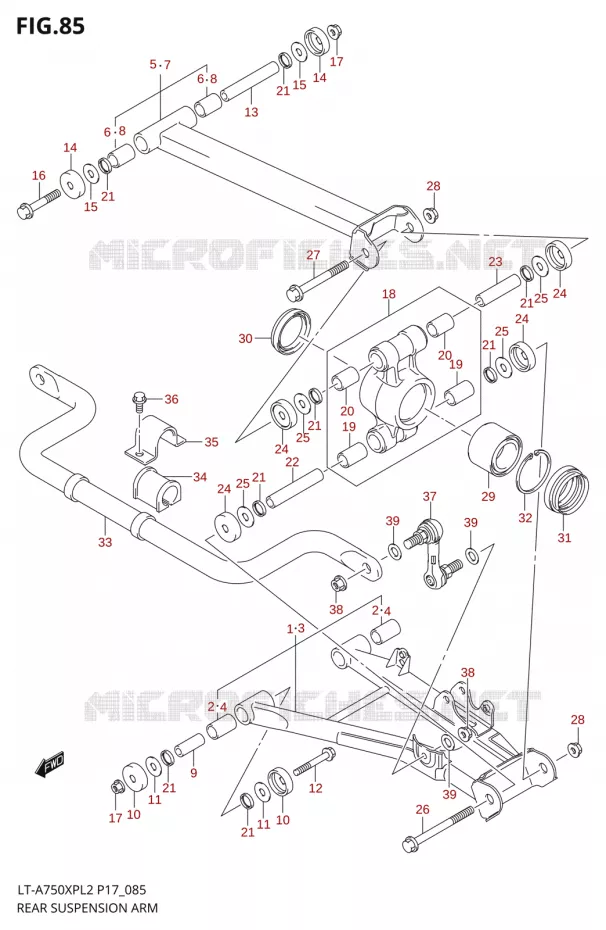 REAR SUSPENSION ARM Suzuki QUAD 750 KINGQUAD 2012  LT-A750XP L2/LT-A750XPZ L2 (P17,P24)