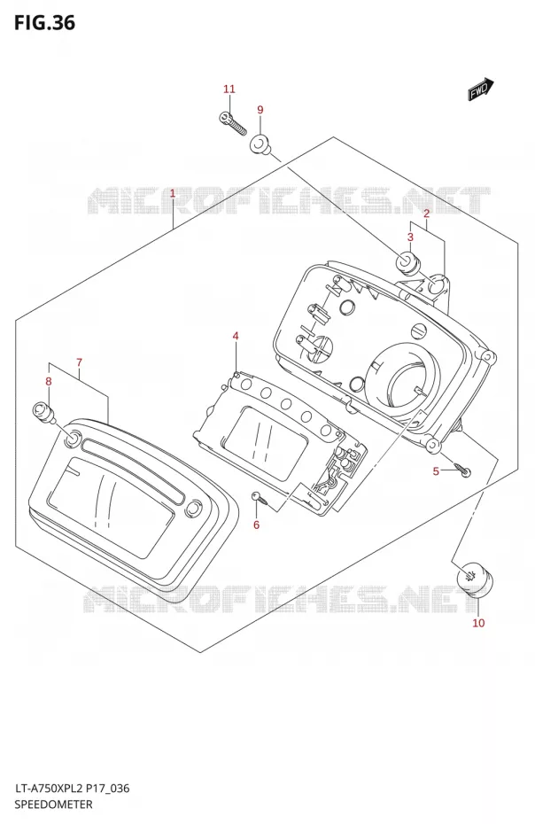 SPEEDOMETER-A750XPL2 P17) Suzuki QUAD 750 KINGQUAD 2012  LT-A750XP L2/LT-A750XPZ L2 (P17,P24)