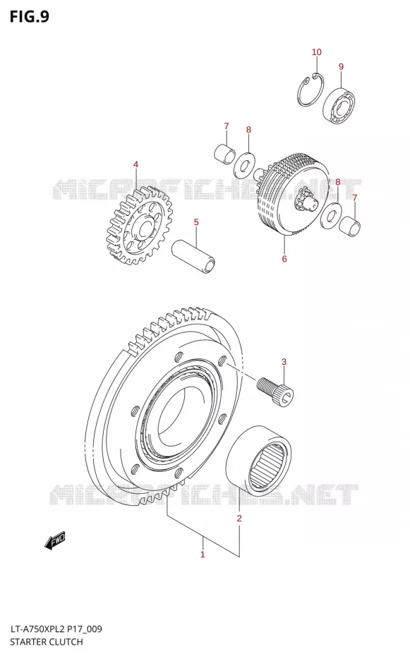 STARTER MOTOR CLUTCH Suzuki QUAD 750 KINGQUAD 2012  LT-A750XP L2/LT-A750XPZ L2 (P17,P24)