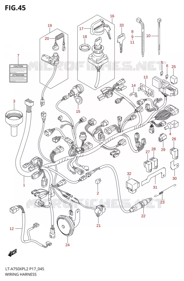 WIRING HARNESSU (LT-A750XPZL2 P17) Suzuki QUAD 750 KINGQUAD 2012  LT-A750XP L2/LT-A750XPZ L2 (P17,P24)