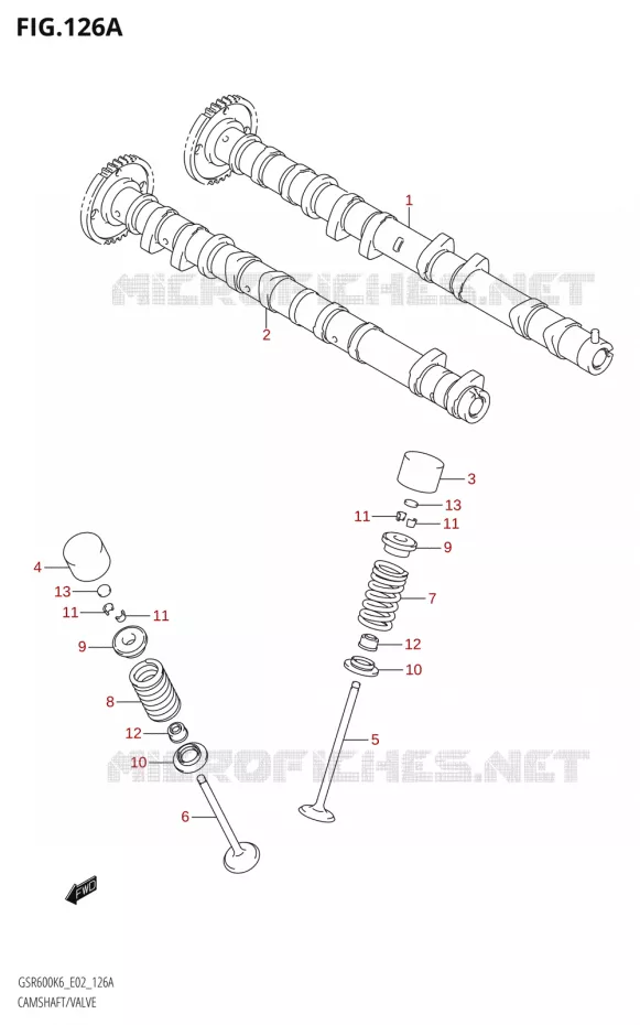 CAMSHAFT - VALVES Suzuki MOTO 600 GSR 2006  GSR600K6(E19)