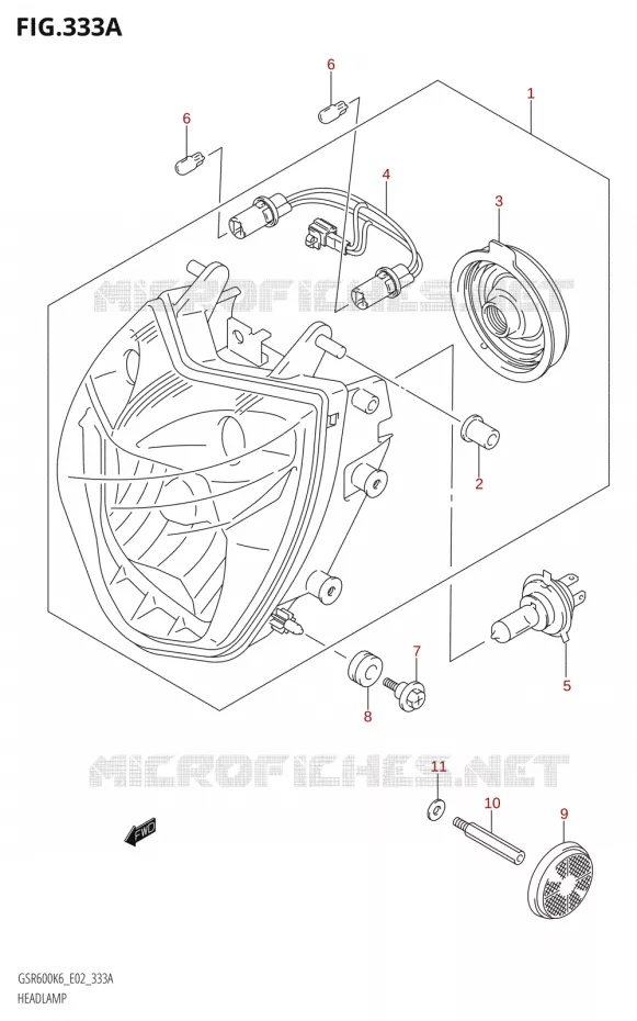 HEADLIGHT Suzuki MOTO 600 GSR 2006  GSR600K6(E19)