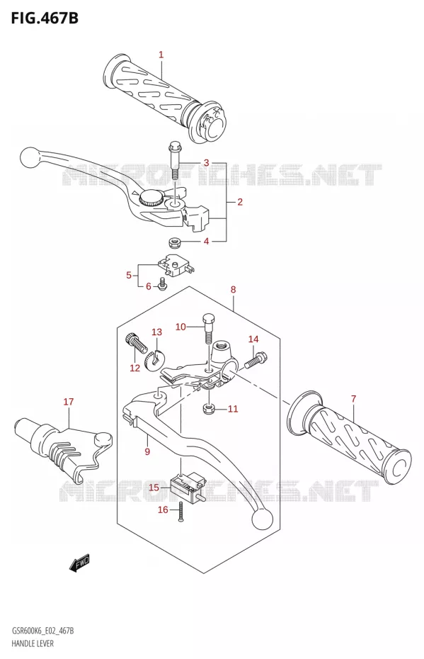 LEVERS - HANDGRIPS Suzuki MOTO 600 GSR 2006  GSR600UK6(E19)