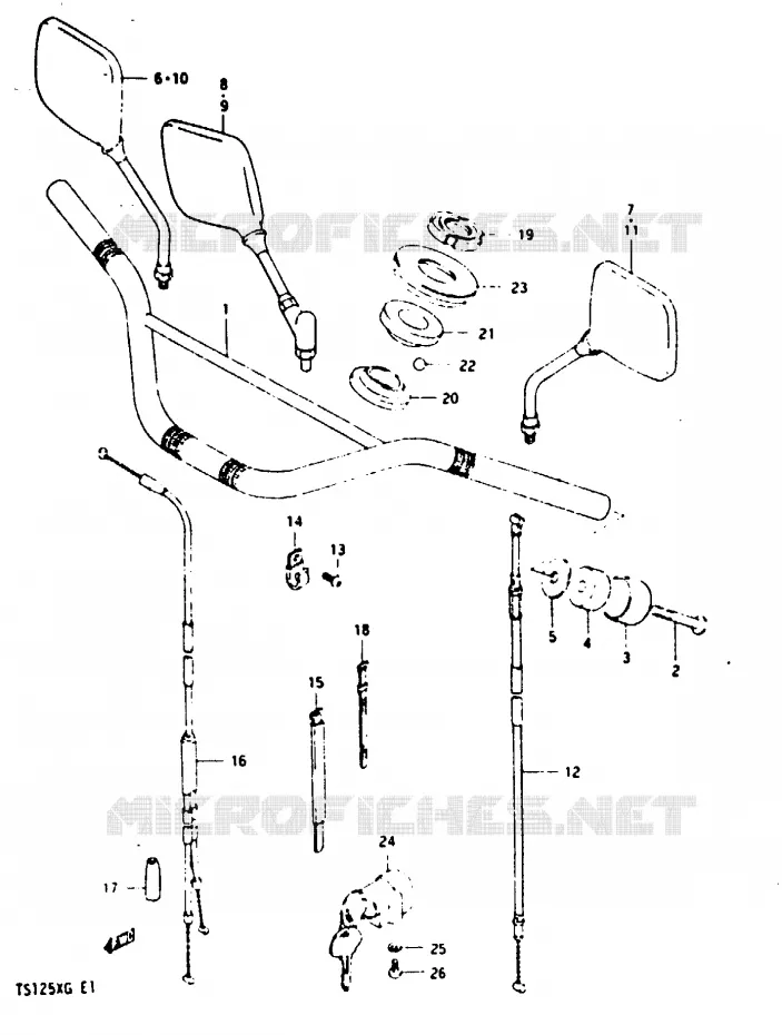 HANDLEBARDELE E E18 F.NO.106210- /​ MODELE F /​ G) Suzuki MOTO 125 TS-X 1986  TS125XUG(E/F/G)