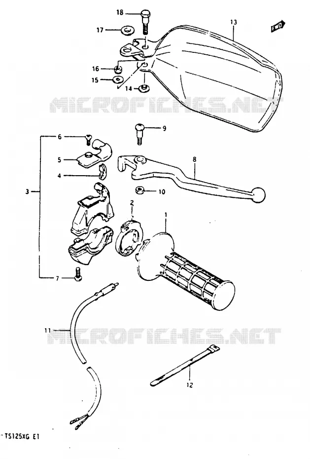 RIGHT SWITCH  (MODEL E E18 F.NO.106210- /​ MODEL F /​ G) Suzuki MOTO 125 TS-X 1986  TS125XUG(E/F/G)