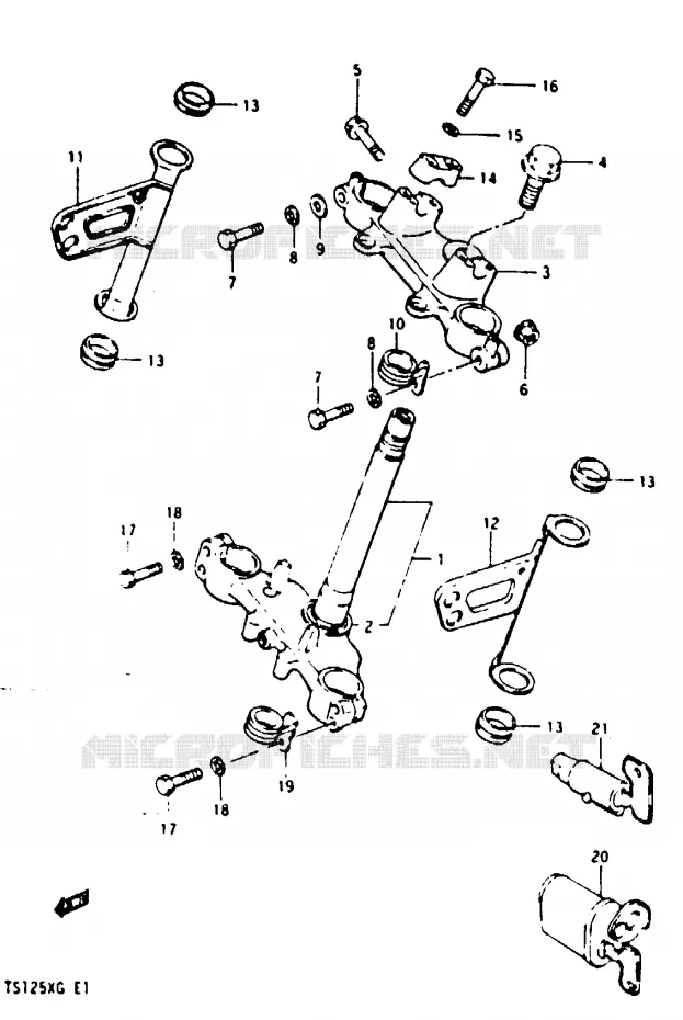 STEERING STEMTION (MODELE F /​ G) Suzuki MOTO 125 TS-X 1986  TS125XG(E/F/G)