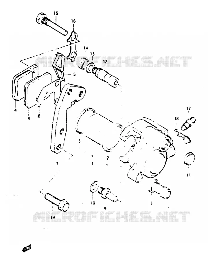 FRONT CALIPERODEL E E18 F.NO.106210- /​ MODEL F /​ G) Suzuki MOTO 125 TS-X 1986  TS125XG(E/F/G)
