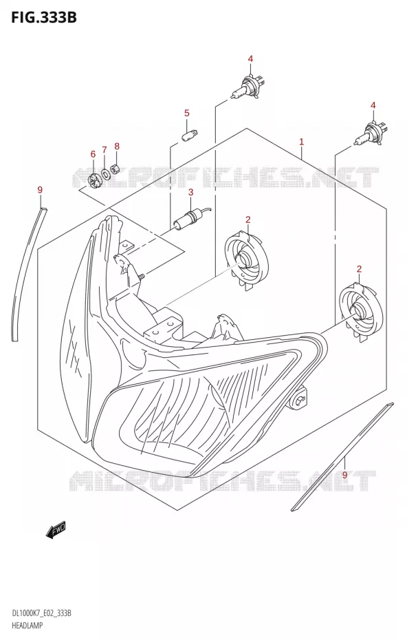 HEADLIGHTE19,P37) Suzuki MOTO 1000 V-STROM 2009  DL1000K9(E2)