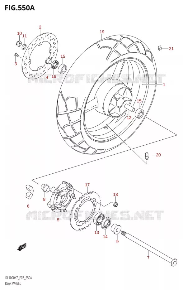 REAR WHEEL Suzuki MOTO 1000 V-STROM 2009  DL1000K9(E2)