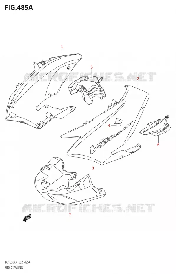 SIDE FAIRING (K7,K8) Suzuki MOTO 1000 V-STROM 2010  DL1000 L0 (E02,E19,E24)