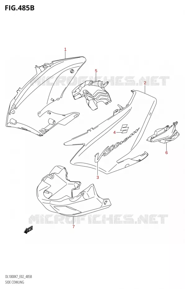 SIDE FAIRING (K9,L0) Suzuki MOTO 1000 V-STROM 2009  DL1000 K9 (E02,E19,E24)