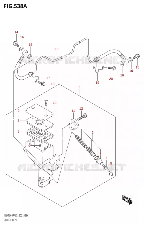 CLUTCH MASTER CYLINDER Suzuki MOTO 1300 HAYABUSA 2013  GSX1300RA L3 (E19)