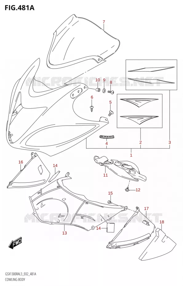FAIRING Suzuki MOTO 1300 HAYABUSA 2013  GSX1300RA L3 (E19)