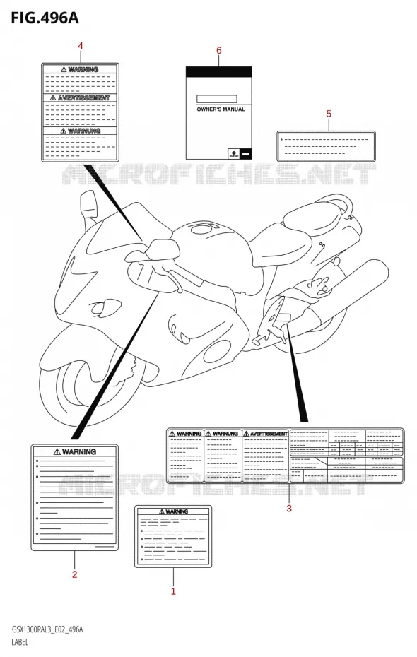 LABEL (GSX1300RA:L3:E02) Suzuki MOTO 1300 HAYABUSA 2013  GSX1300RA L3 (E19)
