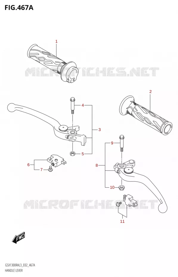 LEVERS - HANDGRIPS Suzuki MOTO 1300 HAYABUSA 2013  GSX1300RA L3 (E19)