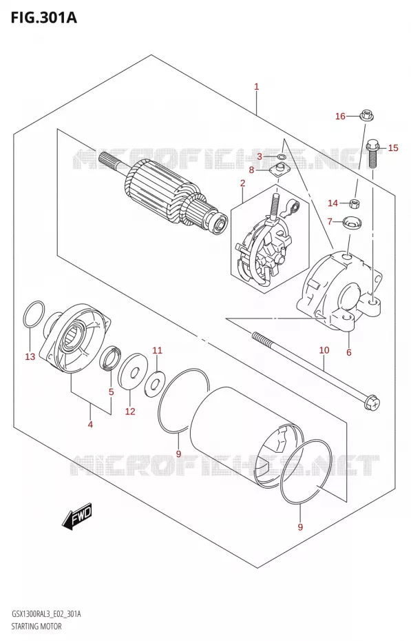 STARTER MOTOR Suzuki MOTO 1300 HAYABUSA 2013  GSX1300RA L3 (E19)