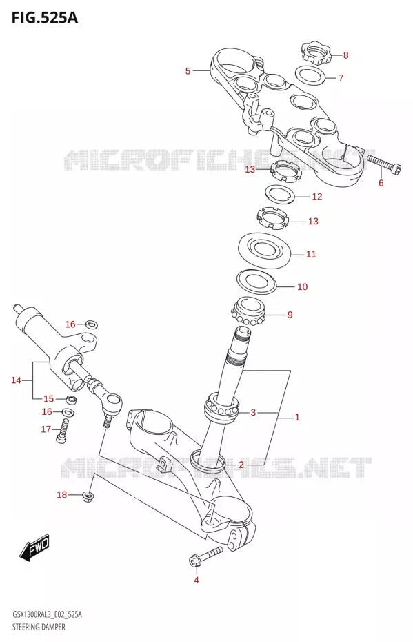 STEERING DAMPER Suzuki MOTO 1300 HAYABUSA 2013  GSX1300RA L3 (E19)