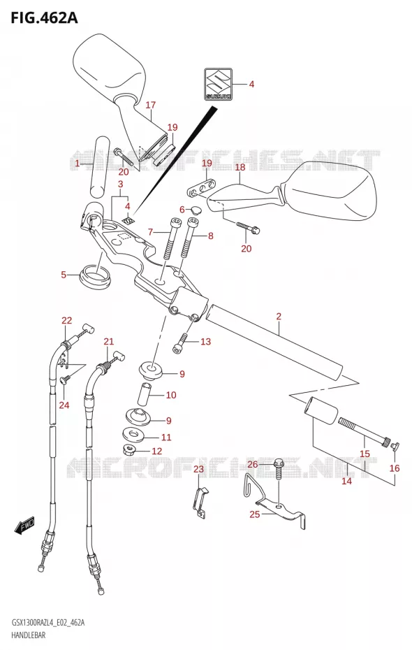 HANDLEBAR Suzuki MOTO 1300 HAYABUSA 2014  GSX1300RAZUF L4 (E19)