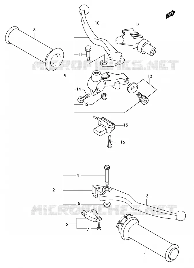 LEVIER POIGNEE (MODELE K2) Suzuki MOTO 125 MARAUDER 2002  GZ125K2(P4)