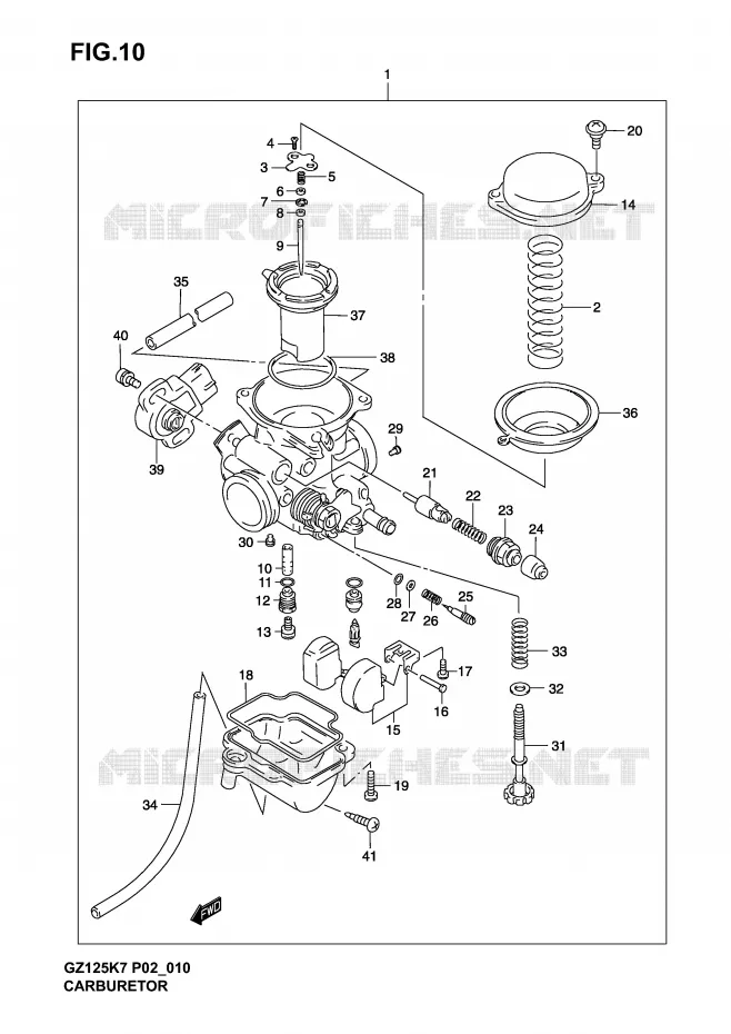 CARBURETOR (MODEL K3 /​ K4 /​ K5 /​ K6) Suzuki MOTO 125 MARAUDER 2003  GZ125K3(P19)