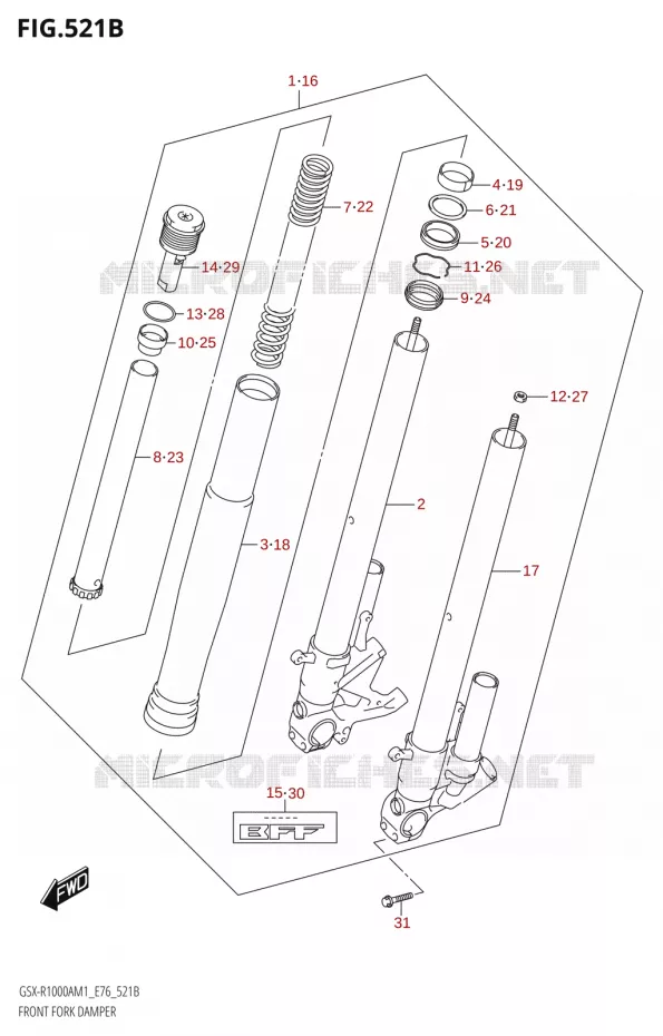 FRONT FORK DAMPER (GSX-R1000RA,GSX-R1000RZA) Suzuki MOTO 1000 GSX-R 2021  GSX-R1000RA M1 /​ GSX-R1000RZA M1 ( E76 ECE2 E17,22,39 )