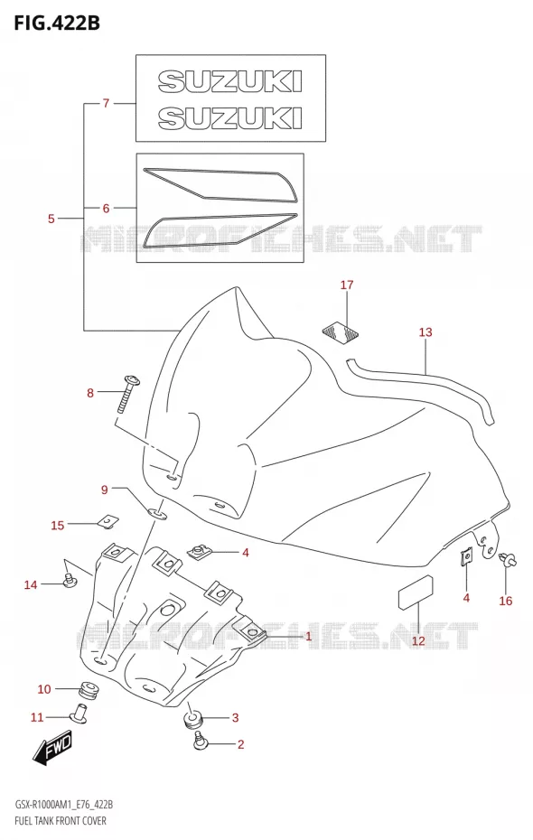 FUEL TANK FRONT COVER (GSX-R1000RA) Suzuki MOTO 1000 GSX-R 2021  GSX-R1000RA M1 /​ GSX-R1000RZA M1 ( E76 ECE2 E17,22,39 )