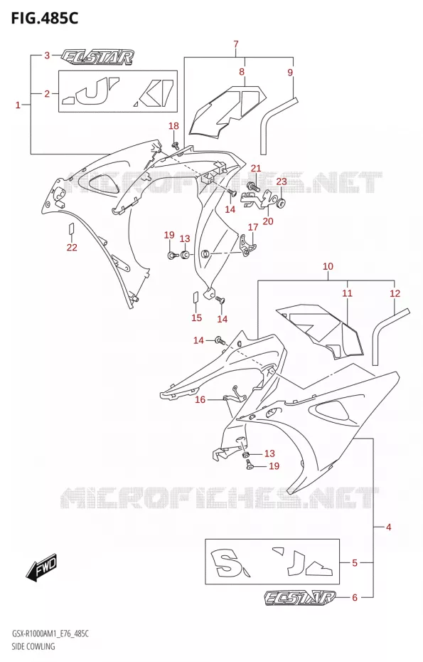 SIDE FAIRING (GSX-R1000ZA,GSX-R1000RZA) Suzuki MOTO 1000 GSX-R 2021  GSX-R1000RA M1 /​ GSX-R1000RZA M1 ( E76 ECE2 E17,22,39 )