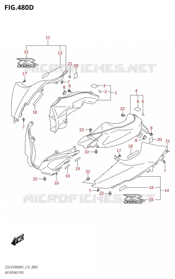 AIR INTAKE PIPE (GSX-R1000RZA) Suzuki MOTO 1000 GSX-R 2021  GSX-R1000RA M1 /​ GSX-R1000RZA M1 ( E76 ECE2 E17,22,39 )