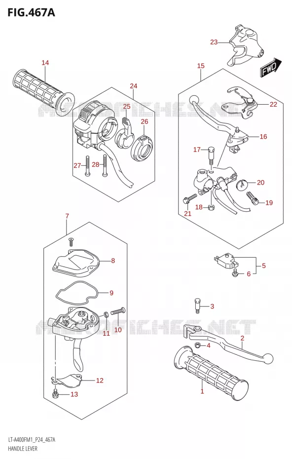 LEVERS - HANDGRIPS Suzuki QUAD 400 KINGQUAD 2021  LT-A400F M1 (P24)