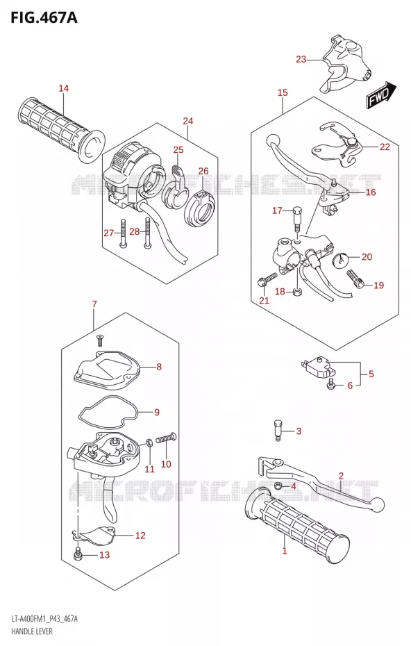 LEVERS - HANDGRIPS Suzuki QUAD 400 KINGQUAD 2021  LT-A400F M1 (P43)