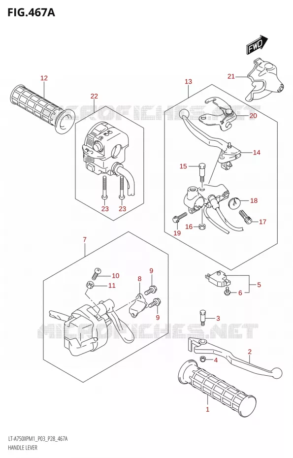 LEVERS - HANDGRIPS Suzuki QUAD 750 KINGQUAD 2021  LT-A750XP / XPZ M1 (P28)